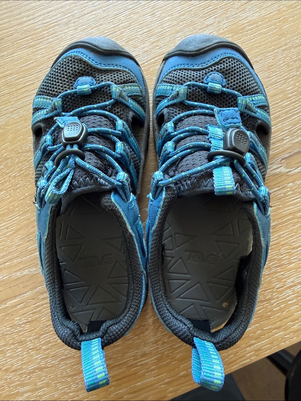Teva Kids Blue and Black Water Shoes with Secure Bungee Lacing